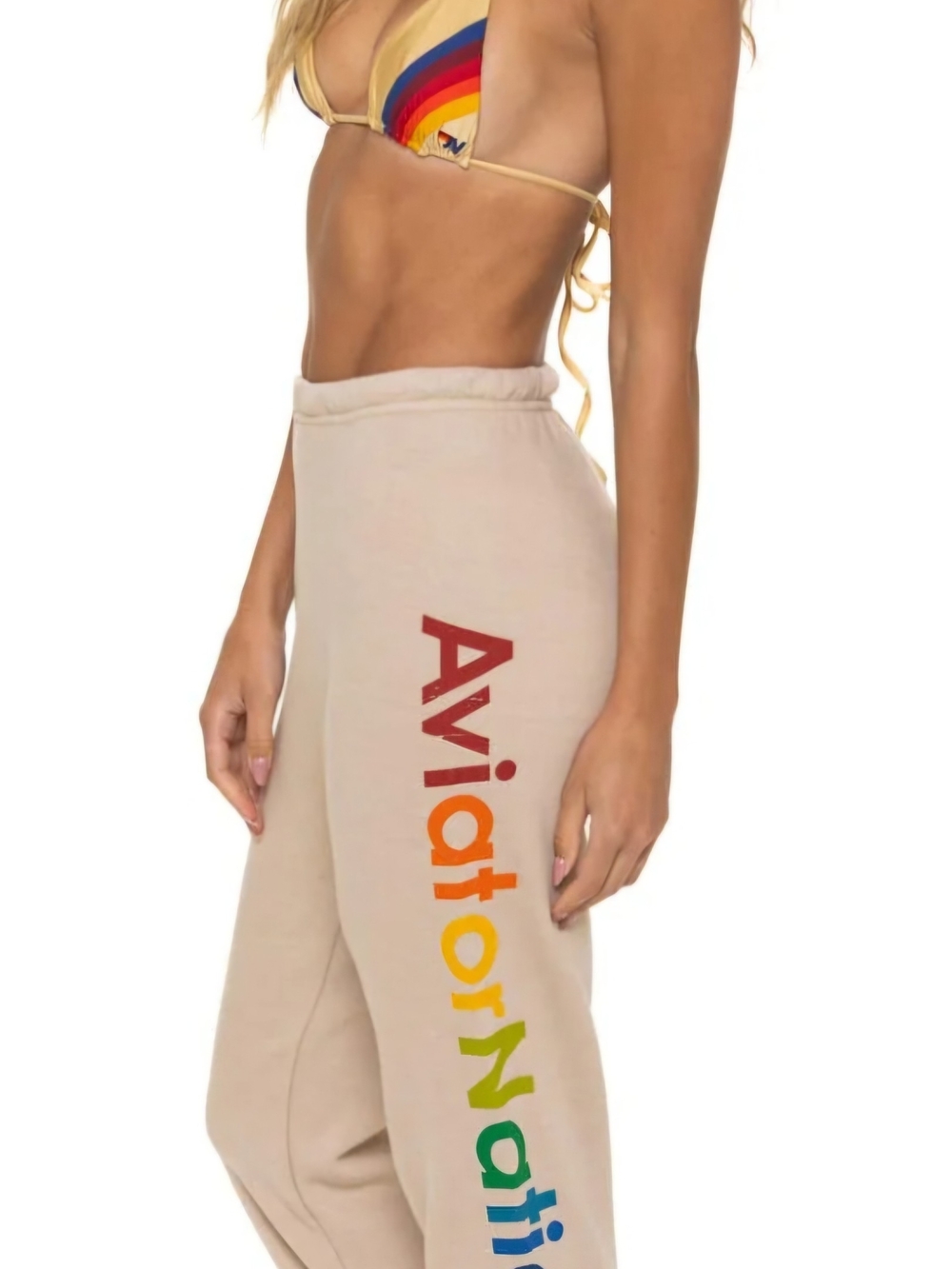 NWT Aviator Nation Logo Sweatshirt And Sweatpant In Sand.  Super Soft And Cozy - Picture 8 of 10